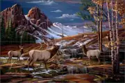 Elk Tile Backsplash Kendrick Ceramic Wildlife Animals Lodge Art POV-LKA001