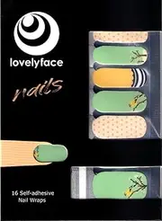 Lovelyface Nails Cherry Blossom Patterned Exclusive Nail Wraps - 16 Thin Self-Adhesive Long Lasting Nail Wraps - Non Toxic
