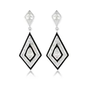 GEORGINI REFLECTION ART DECO EARRINGS SILVER & BLACK ENAMEL