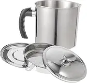 LALADEFIEE 1 Set Oil Strainer Pot Stainless Steel Grease Can with Fine Mesh Strainer Easy Clean Kitchen Oil Storage Can Comfortable Handle