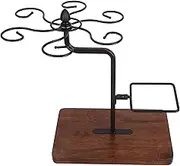 Wine Glass Holder,32cm/12.6" Height Iron Wood Base Desktop Goblet Drying Rack Wine Stand for Home Kitchen Bar(#2)