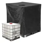 IBC Tote Cover, 47"L x 39"W x 45"H WaterProof Protective Hood 275 Gallon, Black