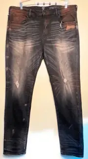PRPS Men’s Windsor Tapered Skinny Fit Spatter Jeans Color Black Size 44 New