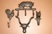 Rustic Farm Animals Bath Towel Hooks, - Barnyard 4 items