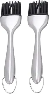 UTHCLO 2pcs Silicone Brush Basting Mop for Cooking Baking Supplies Cake Tools Grill Oil Basting Brush BBQ Meat Brush Barbecue Sauce Brush Silver