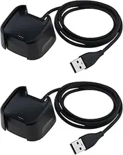 eMagTech 2pcs 3.3Ft USB Charger Replacement Charging Cable USB Charger Dock Anti-Slip Replacement Smartwatch Charging Cable Stand Compatible with Fitbit Versa 2