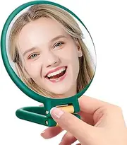 Personal Makeup Mirrors,Foldable Double Side Tabletop Mirror with Stand - Vanity Hand Glass, Magnification Travel Glass for Dressing, Home, Outdoor Use