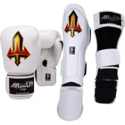 NEW Arwut Fight Gear White Leather Sparring Kit
