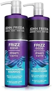 John Frieda Frizz Ease Dream Curls SLS/SLES Sulphate Free Shampoo & Conditioner Set 2x 500 ml for Naturally Wavy & Curly Hair