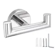 Double Towel Hook, Stainless Steel Coat Hook, Robe Hooks Bright Silver