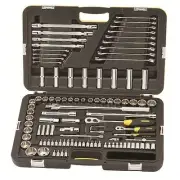 Stanley 104 Piece Trade Quality Socket & Spanner Metric/AF Set Extensions + Case