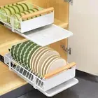 Kitchen Storage Rack Pull-out Dish Basket Heavy Duty Bowl with Sliding Drawer