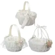 Wedding Flower Basket Lightweight White Romantic Storage Basket Flower Girl
