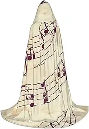 Musical Note Floral Print Hooded Cloak Unisex Gothic Costume Carnival Theme Parties Vampire Festive Decor