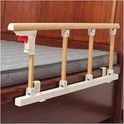 Side Guard for Elderly Foldable Bed Rail Safety Side Guard for Elderly Adults Assist Handle Bed Railing Hospital Yellow Wood Grain Aluminum Alloy Grip Bumper Bar Bed Side Handrail