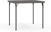 Flash Furniture 2.83-Foot Square Bi-Fold Dark Gray Plastic Folding Table with Carrying Handle