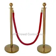 ROPE STANCHION SET, 2 CROWN POSTS IN GOLD S.S & 1 ROPE, DOMED BASE
