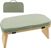 Bamboo Yoga Bench with Foldable Legs Ergonomic Kneeling Stool with Cushion Prayer Bench for Kneeling Sitting Prayer Extended Practice (Green)