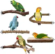HPAWHOMEPART Bird Perches, 5pcs Natural Wood Birds Stand Branch, Bird Perch Chewing Stick Cage Accessories Parrot Climbing Standing Branches Paw Grinding Fork Sets for Cockatiels Ringneck Parrots