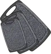 Kitchen Cutting Board 3 Pcs Professional Chopping Boards Set Dishwasher Safe Cutting Boards with Juice Groove and Carrying Handle for Veggies Fruit and Cheese No BPA(Color:Black)