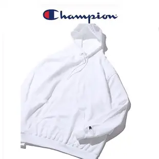 【Champion】冠軍電繡標刷毛連帽上衣 HOODIE保暖素色帽T(保暖刷毛 情侶 男女可穿 運動)