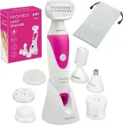 6-in-1 Cordless Lady Shaver, Wet and Dry Epilator, Electric Trimmer for Woman