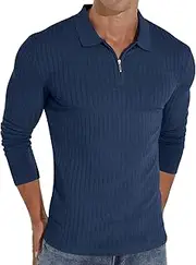 [Askdeer] Men's Crewneck Pullover Sweater Cable Knit Long Sleeve Sweater Casual Soft Knit Sweaters with Ribbing Edge
