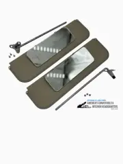 1954-1955 Chevrolet Truck Brown Sun Visors & Bracket Set w/ Duel Vanity Mirrors (for: Chevrolet)