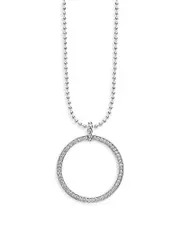 Lagos Sterling Silver Diamond Caviar Spark Circle Pendant Necklace