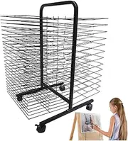 Art Drying Rack for Classroom,38 Shelves,Double-Sided Studio Training Rack,with Lockable Wheels,Space-Saving Rack for A3 Artwork/Paintings
