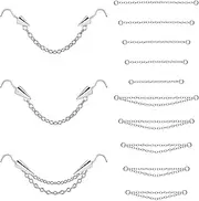 [BodyAce] 20G Spike Nose Rings Studs with Chains, Stainless Steel Spike Nostril Ring Stud Chain, Black Rook Corkscrew Ring L-Shaped Nose Piercing Jewelry