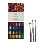 Sennelier Le Pastelliste Brush Set of 3 w/ 40 half stick assorted pastels