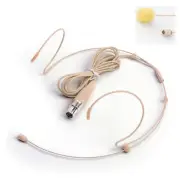 Beige Dual Headset Microphone For SHURE Headmic Wireless mini 4-Pin XLR SC1 UC1