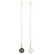 2pcs Bag Hanging Chain Gold Decorative W Letter Charm Chain Strap, White & Black