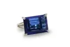 Natural Emerald Cut Sapphire Gemstone Split Shank Ring in 925 Sterling Silver l3