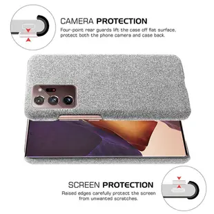 Samsung Galaxy Note20 Ultra 皮革保護殼尼龍布紋素色背蓋日式簡約手機殼保護套手機套