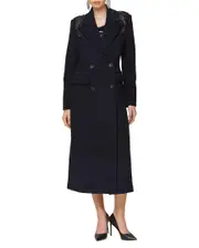 Avec Les Filles Embellished Shoulder Wool-Blend Coat