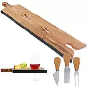 G Francis Acacia Wood Puzzle Cheese Board Set with Knives - Charcuterie Board