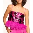 Ramy Brook Stanley Sequin Feather Tank Top in Magenta 6