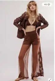 Free People Nigel Preston Fairy Chiffon Side Slit Pants NWT Size-M