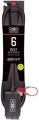 Ocean And Earth Premium XT One Piece Reef Leash w Quick Release Black