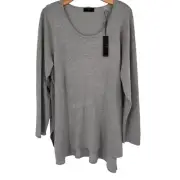 Tahari Women’s Long Sleeve sweater tunic Size 2X Gray Cotton plus new $68