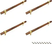 Drawer 8.66"/220mm Pulls Brass Walnut Kitchen Wardrobe Cabinet Hardware Pull Handle Adjustable Hole Distance with Screw, 4Pcs