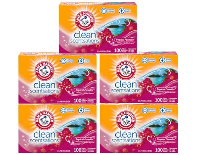 5 Pack Arm & Hammer Fabric Softener Dryer Sheets, Tropical Paradise, 100 Count