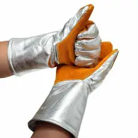 在飛比找樂天市場購物網優惠-耐高溫手套 隔熱手套 防燙鋁箔手套 耐高溫熔煉五指鋁箔手套 