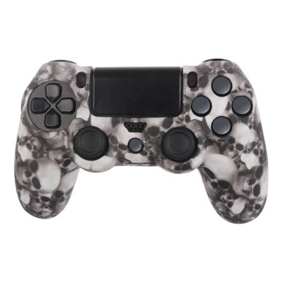 For PS4 Controller Silicone Grip White Skulls Non Slip Case Cover
