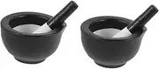 2 Sets Set Ceramic Grinding Jar Pills Grinding Bowl Household Pestle Seasoning Grinding Bowl Medicine Crush Pot Pills Pestle Medicine Grinding Bowl Spices Pestle Black Ceramics