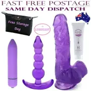Dildo Bullet Vibrator Anal Bead Butt Plug Sex Toy Set Women Big Realistic