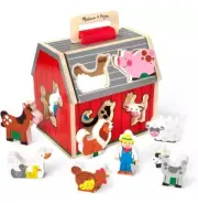 Melissa And Doug Wooden Take-Along Barn Toy With Flip-Up Roof And Handle, 10 And