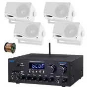 Pyle PDA99BU 2-Channel Home Audio Bluetooth Receiver, 4x 3.5" White Speaker,Wire
